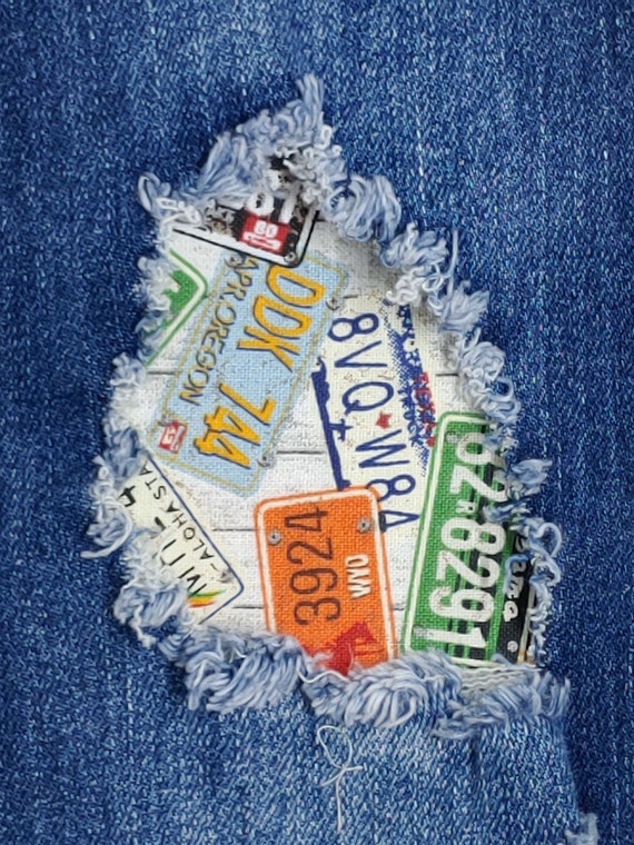 License Plate Patch, Iron on Patches for Jeans, Easy to Apply Patch, Jean  Repair, Fabric Patches, Handmade 