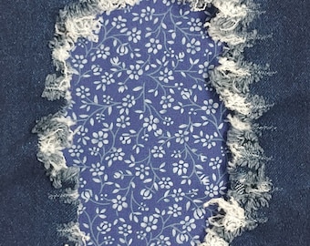 Petit patch floral bleu, fer sur patchs pour jeans, patch facile à appliquer, réparation jean, patchs en tissu, faits à la main
