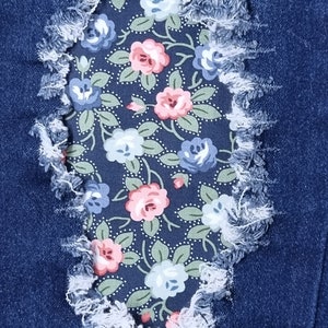 Sunnyside Blooming Navy Patch, iron on patches for jeans, easy to apply patch, jean repair, fabric patches, handmade