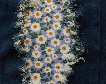 Paper Daisy Patch - iron on patch for jeans - easy to apply patch - jean repair - fabric patches - handmade - knee patch - Patch for jeans