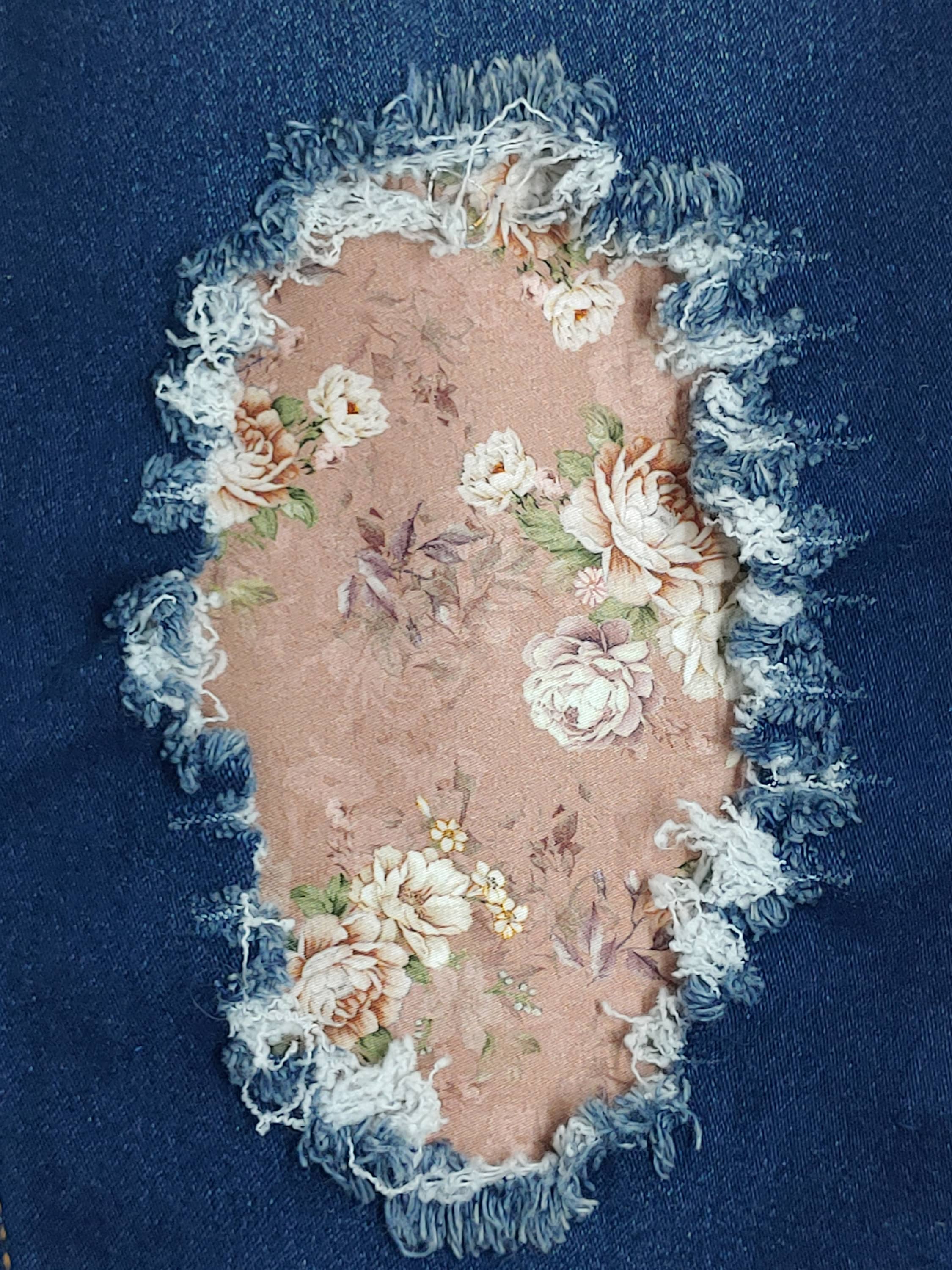 Antique Blush Floral Patch, iron on patches for jeans, easy to apply patch, jean repair, fabric patches, handmade
