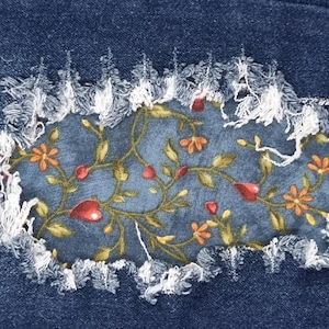 Vine of Hearts Patch, iron on patches for jeans, easy to apply patch, jean repair, fabric patches, handmade