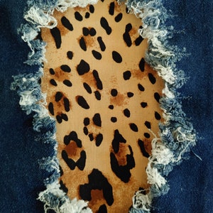 Leopardlapp - stryklapp för jeans - lättapplicerad lapp - djurtryck - tyglappar - handgjord - knälapp - Jeanslapp