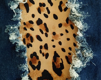Parche de leopardo - parche termoadhesivo para jeans - parche fácil de aplicar - estampado animal - parches de tela - hecho a mano - parche de rodilla - Parche para jeans