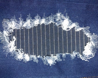 Navy Stripe Patch - iron on patch for jeans - easy to apply patch - fabric patches - handmade - knee patch - Patch for jeans