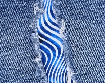 Parche de cintas onduladas, parches termoadhesivos para jeans, parche fácil de aplicar, reparación de jeans, parches de tela, hecho a mano