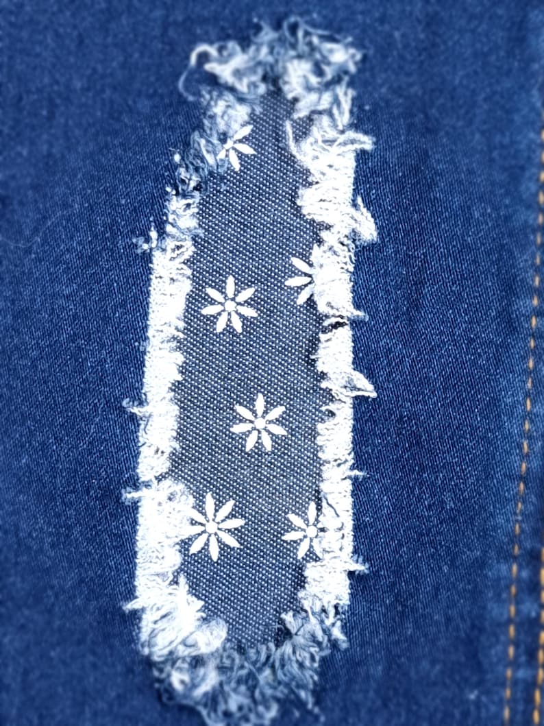 Dark Denim Daisy Patch, Iron on Patches for Jeans, Easy to Apply Patch ...
