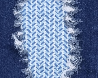 Parche de tejido azul, parches termoadhesivos para jeans, parche fácil de aplicar, reparación de jeans, parches de tela, hecho a mano