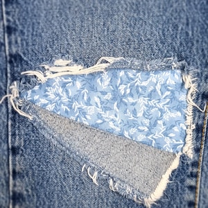 Light Blue Vine Patch - iron on patch for jeans - easy to apply patch - jean repair - fabric patches - handmade - Patch for jeans