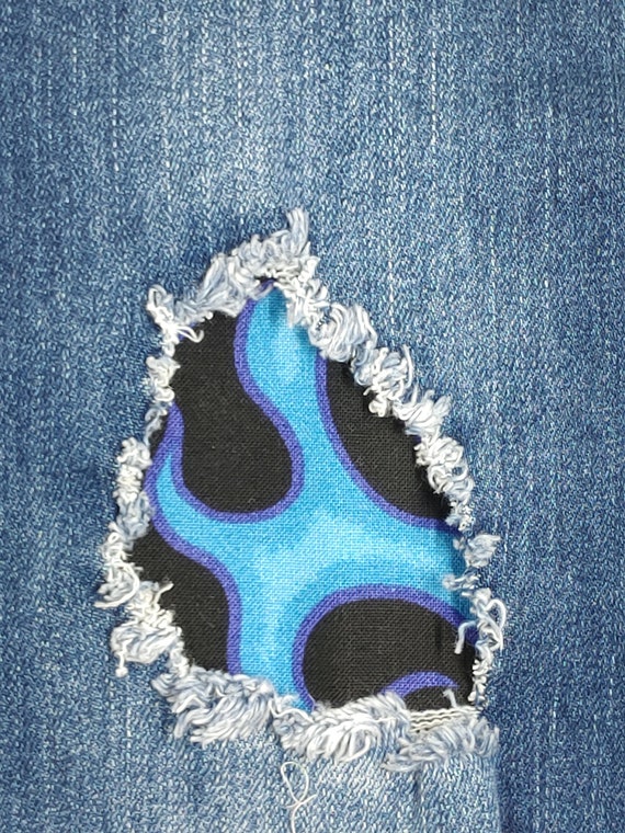 Blue Flame Fire Patch, Iron on Patches for Jeans, Easy to Apply