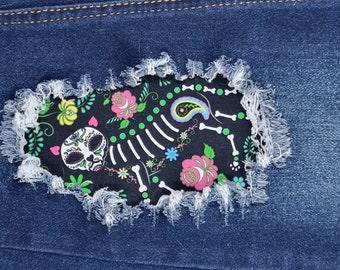 Parche Sugar Cats, parches termoadhesivos para jeans, parche fácil de aplicar, reparación de jeans, parches de tela, hecho a mano