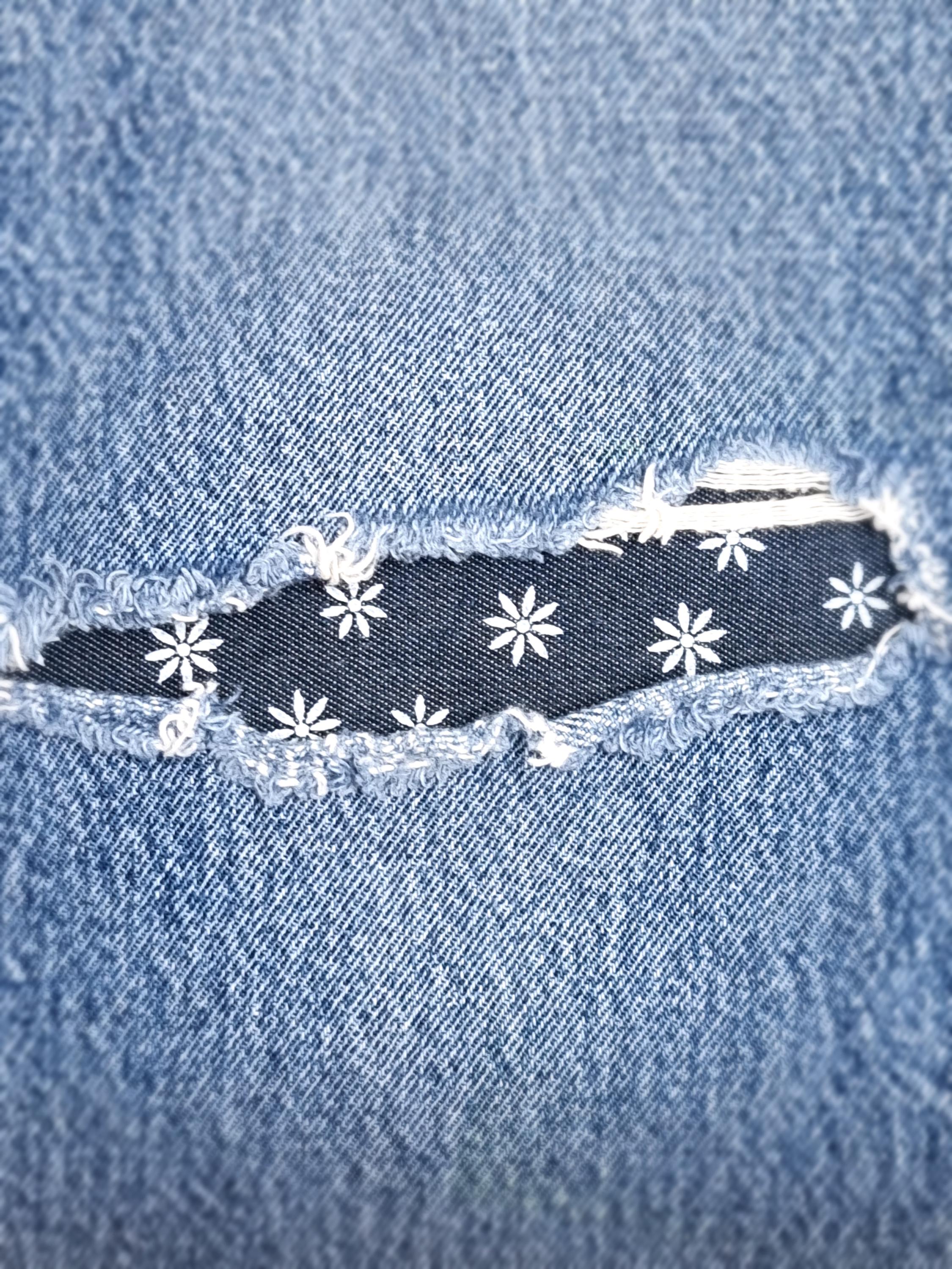 Dark Denim Daisy Patch, Iron on Patches for Jeans, Easy to Apply Patch ...