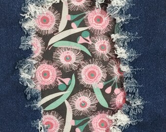 Parche botánico rosa, parches termoadhesivos para jeans, parches fáciles de aplicar, reparación de jeans, parches de tela, hechos a mano