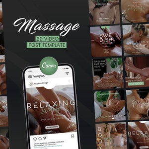 Massage Therapy Video Instagram Posts, Canva Templates for Massage Salon Marketing, SPA Center Business Set, Therapist Bundle, SPA Planner