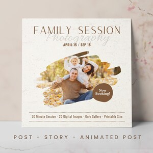 Family Session Instagram Post, Mini Session Template, Photographer Social Media, Family Photo Collage, Family Album, Photography Canva Post