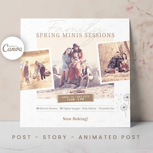 Photography Instagram Post, Mini Session Marketing Template, Family Mini Sessions, Spring Photographer Story, Editable Canva Banner