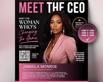 Meet the CEO Instagram Template | Founder Introduction Canva | Personal Brand Post | Business Launch Flyer | Editable 3 Size Pack