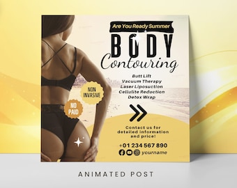 Body Contouring Flyer Template | Med Spa Canva Post | Body Sculpting Promotion | Laser Lipo Marketing | Editable Clinic Design