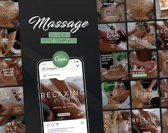 Massage Therapy Video Instagram Posts, Canva Templates for Massage Salon Marketing, SPA Center Business Set, Therapist Bundle, SPA Planner