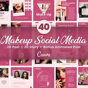 Makeup Instagram Post, Beauty Salon Marketing Template, Bridal Makeup DIY Flyers, Beauty Salon Business Set, Makeup Blogger, Editable Canva
