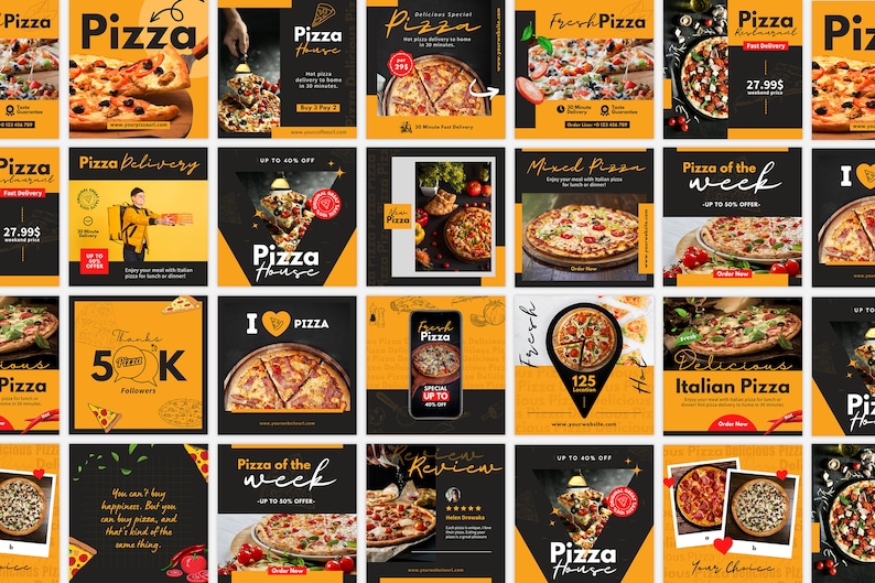 Pizza Instagram Posts Template, Fast Food Menu Marketing Branding Kit, Pizza Shop Social Media Flyers, DIY Restaurant Canva Banner, Digital Art, Dinner, Gift, Pepperoni Pizza, Pizza Box, Food Influencer Post, Blogger Template, Engagement Booster, Small Business, Pizza Online Order, Fast Food IG Marketing Bundle, Pizza IG Post, Story Template, Food Brand Kit, Green and Red Template, Italian Pizza Ad Banner, DIY Flyer Design, Premade Template, Instant Download.