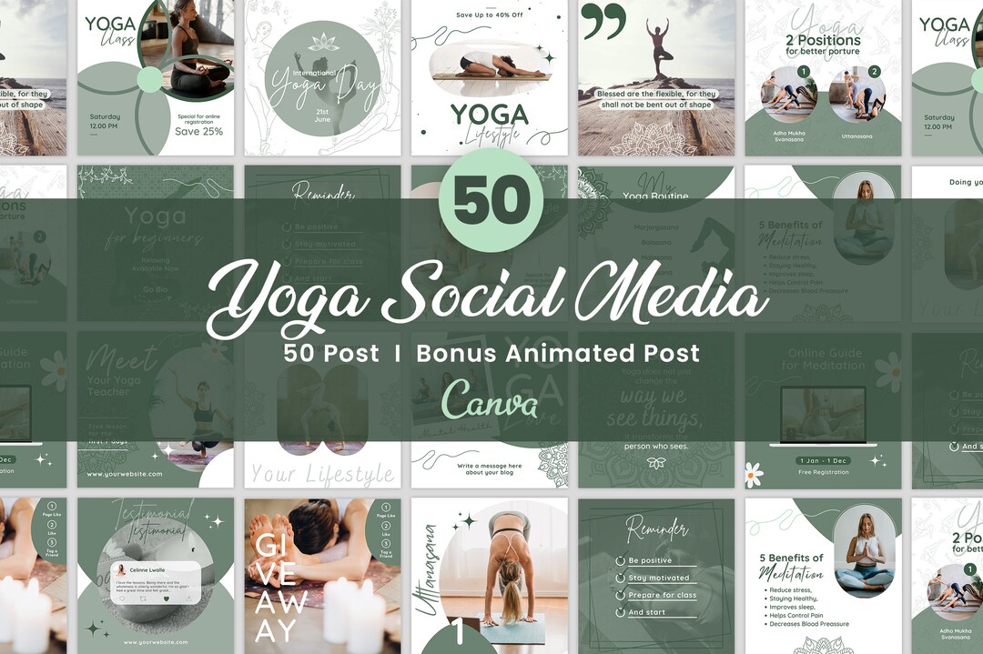 50 Yoga Studio Instagram Post, Meditation Marketing Template, Yoga ...