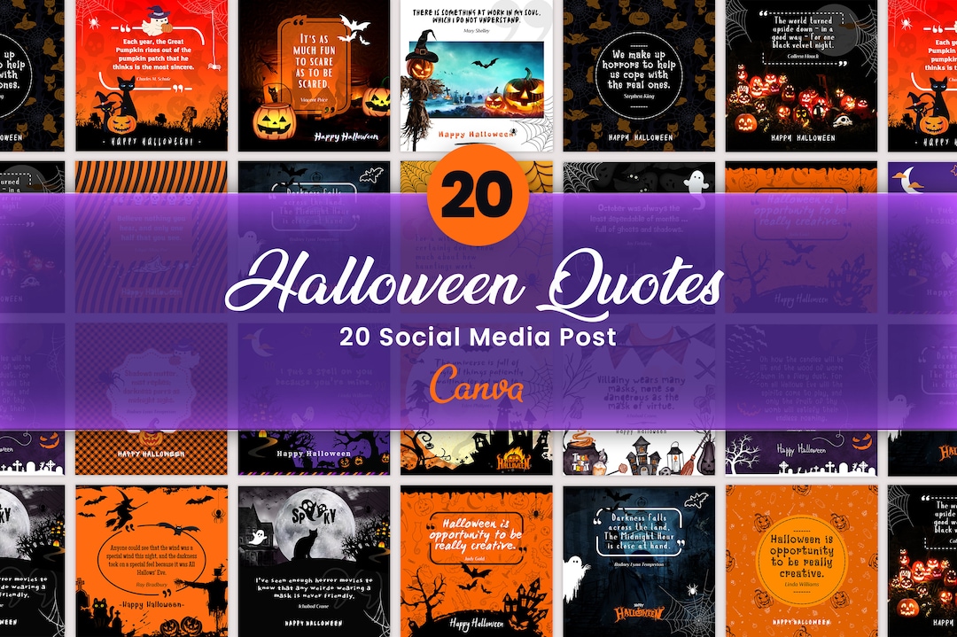 Halloween Quotes Instagram Posts, Halloween Canva Template, Halloween