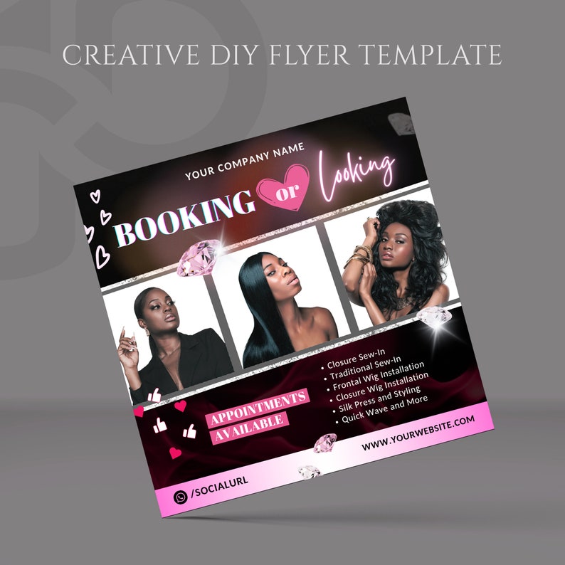 Booking Or Looking Instagram Post Beauty DIY Template Hair Salon booking-or-looking-instagram-post-beauty-diy-template-hair-salon