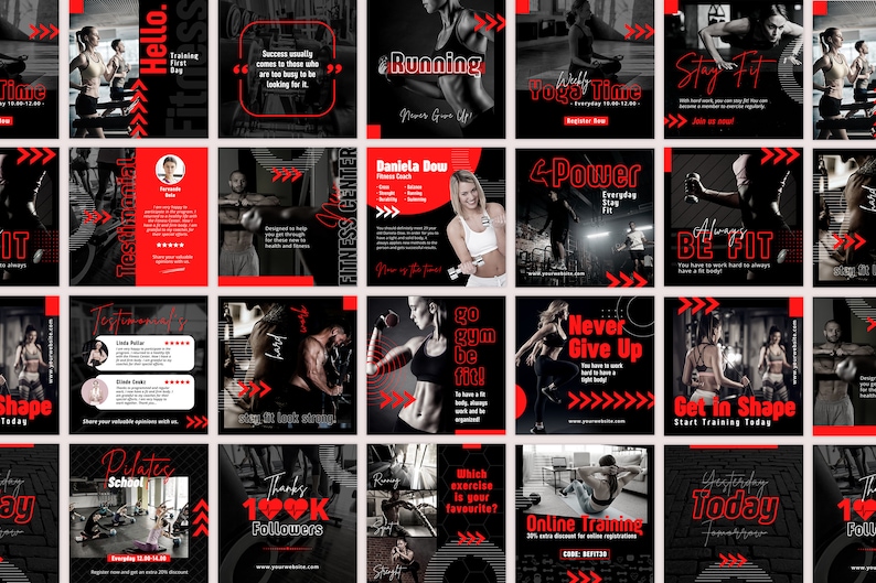 Fitness Instagram Post, Gym Marketing Bundle, Social Media Flyer, Coaching Brand Kit, Wellness Template, Red Workout Banner, Editable Canva, Sport Motivation, Fitness Trainer Post, Gym Coach Post, Engagement Booster, Small Business, Influencer Template, Red and Black, Nutrition IG Post, Body Shaping, Pricing List, Trainer Program, Premade Template, Digital Flyer, Printable Poster, Facebook Cover, Website Slider, Workout Coach, Wellness Banner Design, Nutrition Slider, Fitness Salon Feed