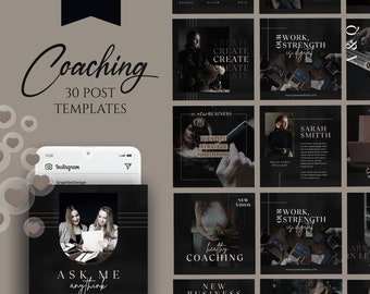 Coaching Instagram Post Templates | 30 Canva Business Branding Bundle | Online Coach Social Media Kit | Personal Brand Content Pack