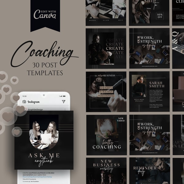 Coaching Instagram Posts, Life Coach Template, Course Creator Marketing Post, Luxury Blogger Templates, Coaching Business,Branding Kit Canva