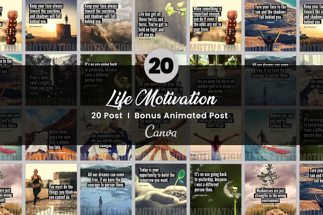 Motivation Quotes Canva Templates | 20 Life Coach Instagram Posts ...