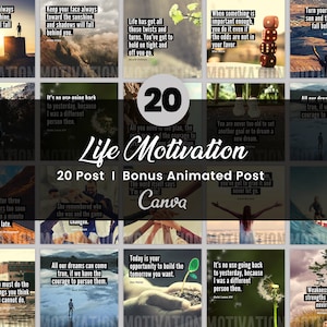 Motivation Quotes Instagram Post, Life Inspirational Social Media Flyer, Positive Thinking, Life Coach Post, Banner Design, Editable Canva