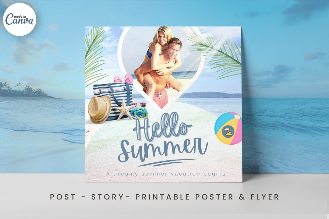 Hello Summer Instagram Post, Holiday Social Media Branding Story ...