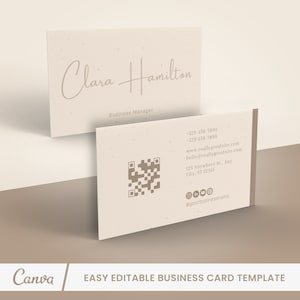 Beige Business Card Template, DIY Printable Card, Aesthetic Card, Corporate Calling Card, Corporate Creative Card, Brand Kit, Editable Canva