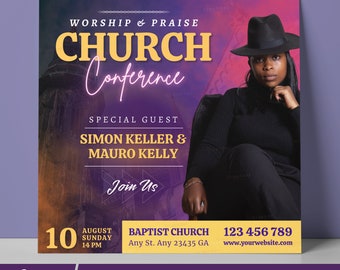 Church Conference Canva Template | Prayer Instagram Post | Worship Praise Flyer | Women Church Event Flyer | Editable Church Post