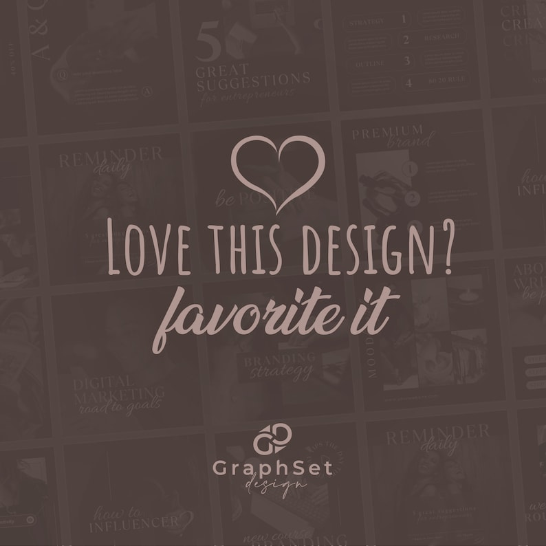 May include: A collage of brown and white squares with text and graphics. The text includes "LOVE THIS DESIGN?" and "favorite it". The graphics include a heart, a logo, and a reminder to check in daily.
