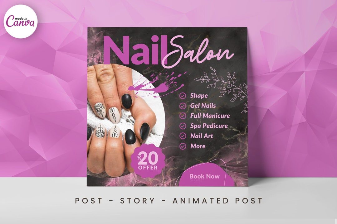 Nail Salon Instagram Post Nail Art Social Media Templates Etsy