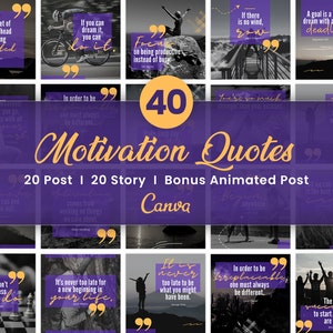Message Instagram motivant, bannière de citations spirituelles, modèle motivant violet, histoire inspirante de motivation commerciale, toile éditable