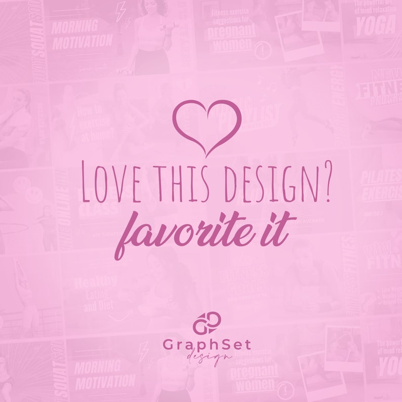 Pu&ograve; includere: Un design grafico rosa e bianco con una forma a cuore e il testo "LOVE THIS DESIGN? favorite it" e il logo "GraphSet design".