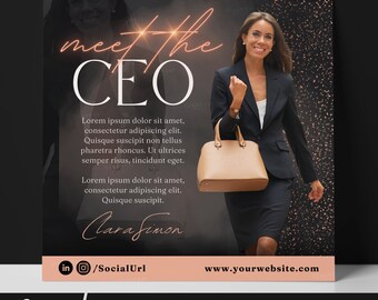 CEO Instagram Post Template, Business Branding Canva, Corporate Flyer, Editable Social Media Banner, Meet the CEO Flyer Design