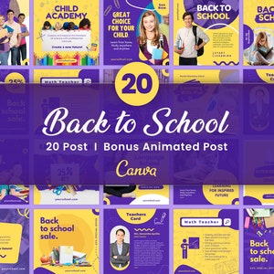 Back to School Instagram Posts, Canva School Planner Template, First Day of School Marketing, School Branding, High School Kit, DIY Flyers