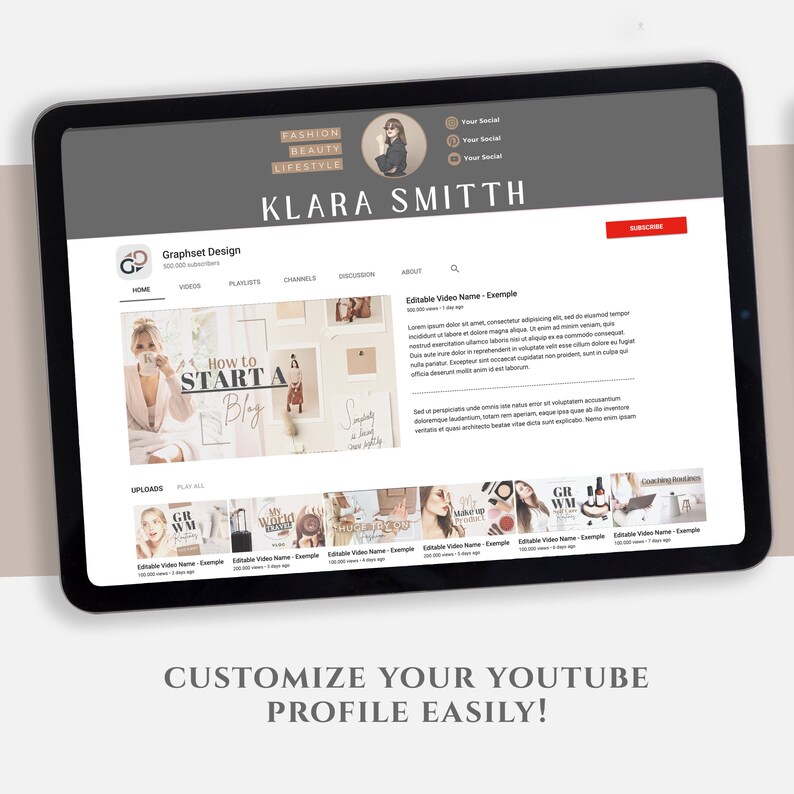 Lifestyle Youtube Thumbnail Templates, Youtube Channel Brand Kit ...
