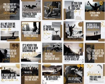 40 Motivation Quotes Post Template, Empowerment Instagram Motivational Set, Wellness Coach DIY Flyer, Life Mentor Quote, Editable Canva