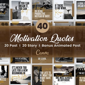 Motivation Quotes Post Template, Empowerment Instagram Motivational Set, Wellness Coach Digital DIY Flyer, Life Mentor Quote, Editable Canva