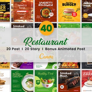 Fast Food Restaurant Marketing Instagram Post, Social Media Flyer, National Menu Story Template, Restaurant Business Banner, Editable Canva
