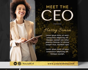 Meet The CEO Instagram Post, Meet The CEO Social Media Flyer, Meeting Premade Feed, Business Woman Brand Kit, IG Editable Canva Banner