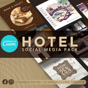 Travel Hotel Instagram Posts, Luxury Hotel Brand Kit, Travel Influencer Marketing, Hotel Banner, Travel Story, Travel Blog, Editable Canva