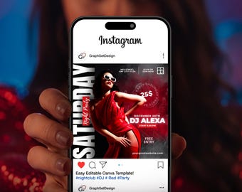 Night Party Instagram Template | DJ Event Canva Flyer | VIP Club Story | Nightclub Promotion Kit | Party Flyer | Editable 3 Size Pack