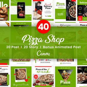 Publicación de Instagram sobre pizza, plantilla de historia de comida de pizza, menú de restaurante de pizza, volante de comida rápida, marca de pizzería, redes sociales, Canva editable